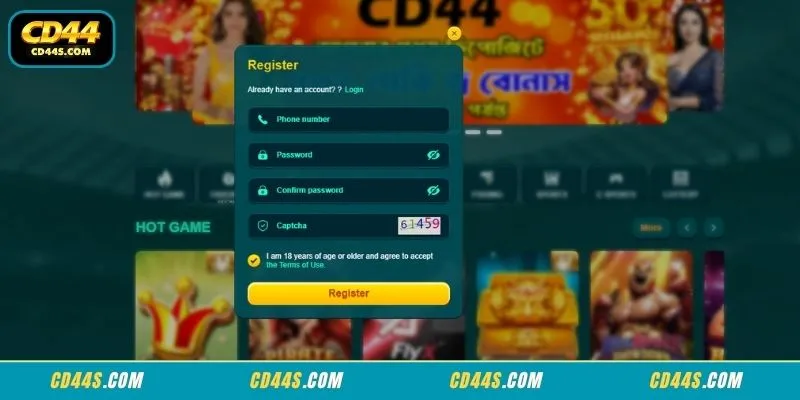 Step-by-step fields needed for completing a secure CD44 Register profile