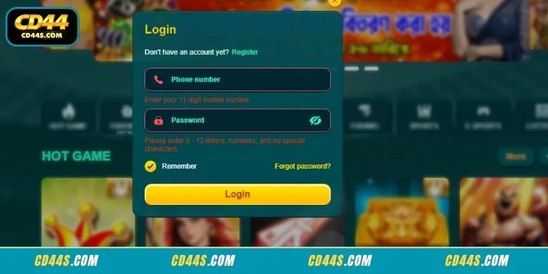 Verified account details required for a successful CD44 Login entry