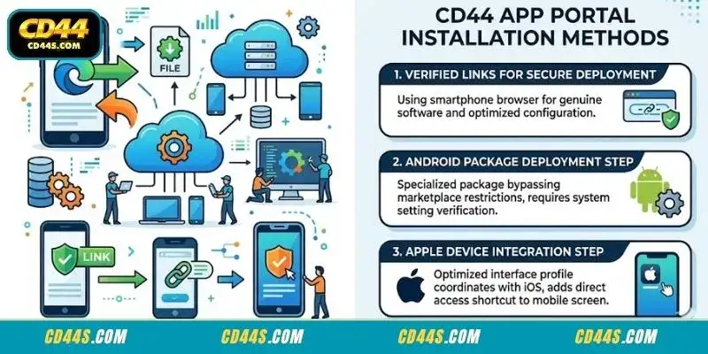 Verified links needed for initiating a secure CD44 App deployment
